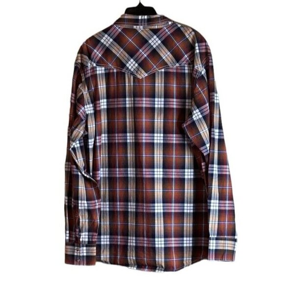 Wrangler Western Retro Shirt Mens Plaid Pearl Snap Button Long Sleeve Shirt 2XL - Picture 2 of 6
